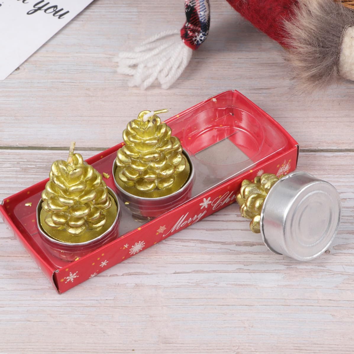3 Pcs Pine Cone Shaped Candle Wax with Holder Cups