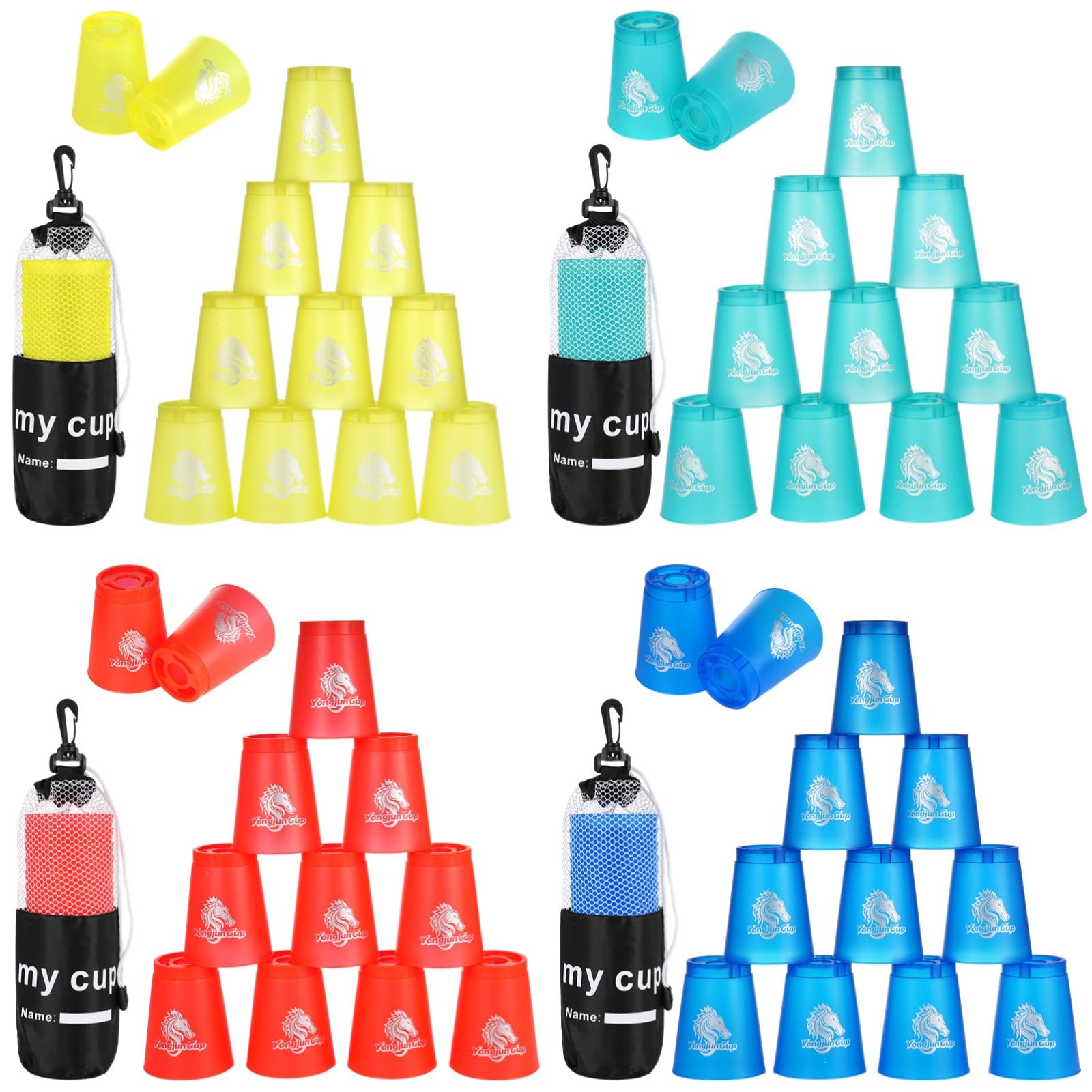 Speed Stacking Cup Set, 48 Stück, Kunststoff-Stapelbecher für Wettkampf- und Trainingsspiele, Mehrfarbig