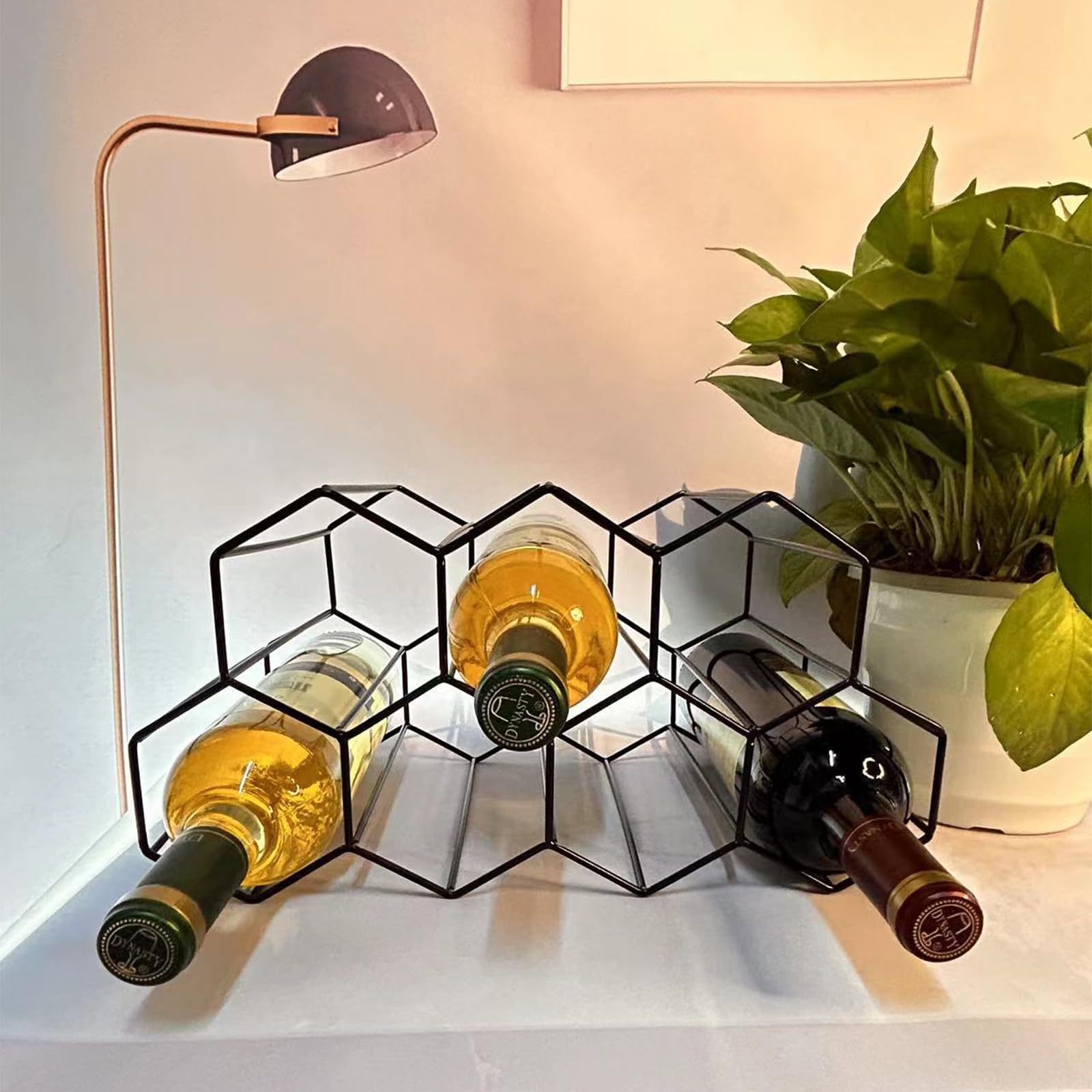 Range-Bouteilles, Casier à Vin en Métal, Casiers à Vin en Métal Comptoir, Support de Table pour Bouteilles de Vin, Organisateur de Casier à Vin, pour Bar, Cave à Vin, Séjour, Cuisine(Noir)