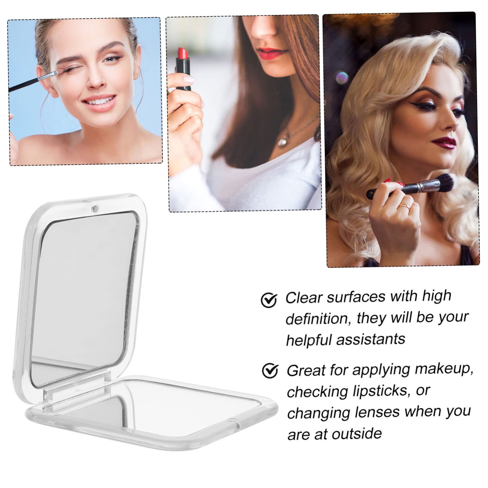 3 Pezzi Specchio Cosmetico Pieghevole Uv Specchio Di Trucco Compatto Specchio Da Viaggio Ingranditore Illuminato Specchio Compatto Dorato Piccolo Specchio Portatile Bianca Resina