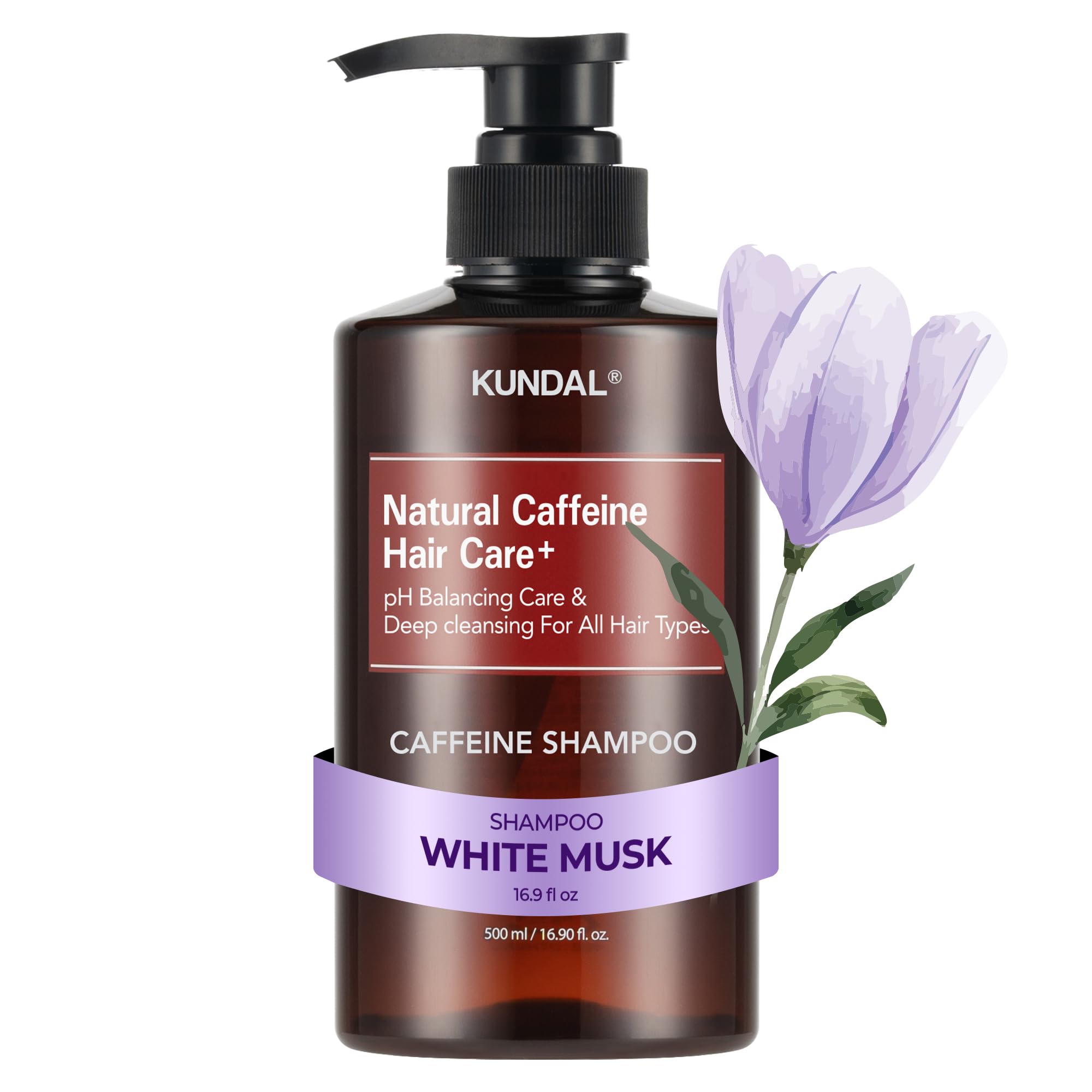 KUNDAL Natural Caffeine Scalp Shampoo [White Musk] Korean Hair Care, Biotin Infused, Deep Cleansing, Scalp Care, For Thinning Hair, All Hair Types, For Men and Women 16.9Fl Oz