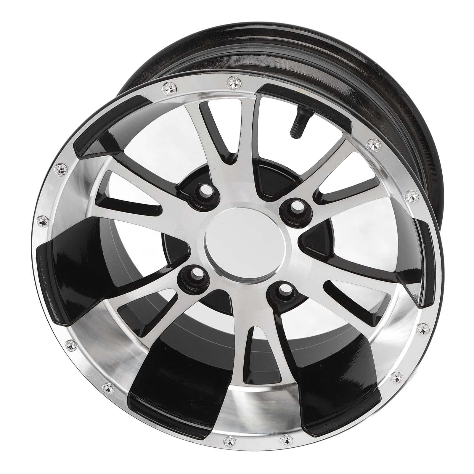Keenso Llanta de 12 Pulgadas Llanta de Aleación de Aluminio de Rueda ATV Espaciado de 4 Orificios 110 Mm Acabado de Metal Liviano para ATV Go Kart UTV Reemplazo de Quad Uso Todoterreno
