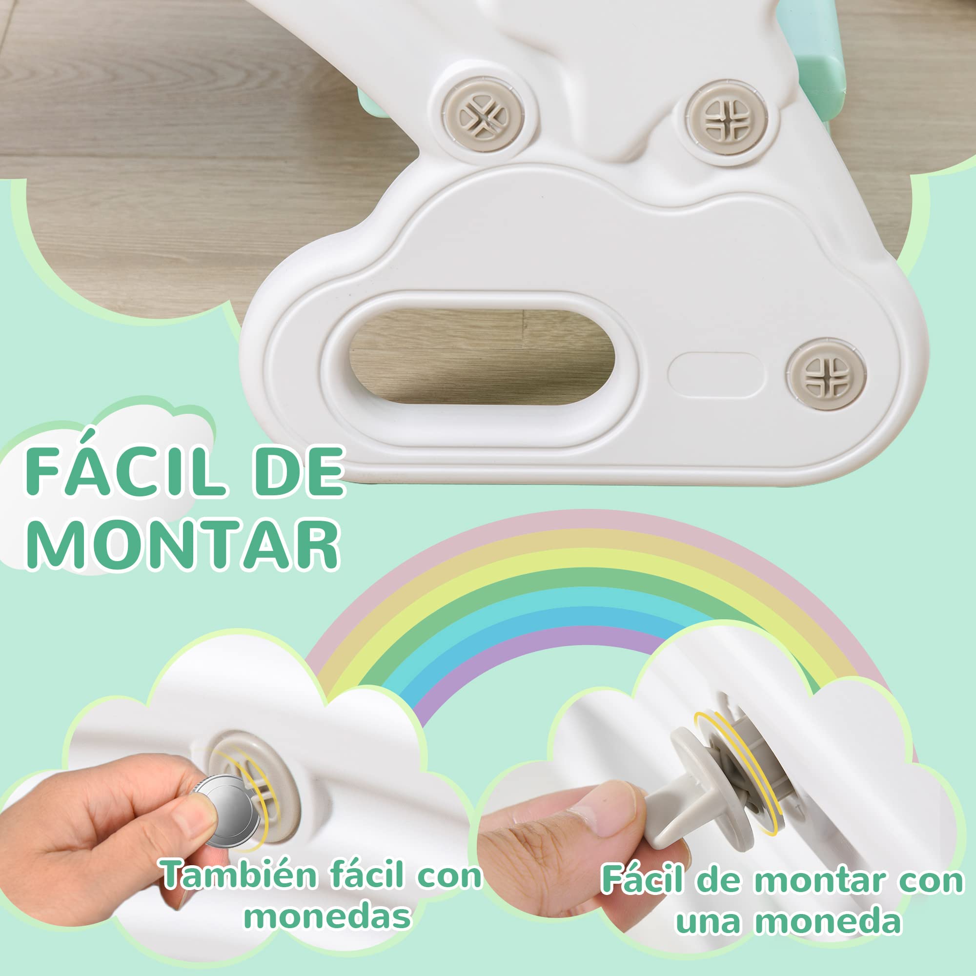HOMCOM Balancín Mecedora para Niños de +18 Meses Balancín Infantil Multiuso Mesa y Silla Infantil con Reposabrazos 100x54x42 cm Gris