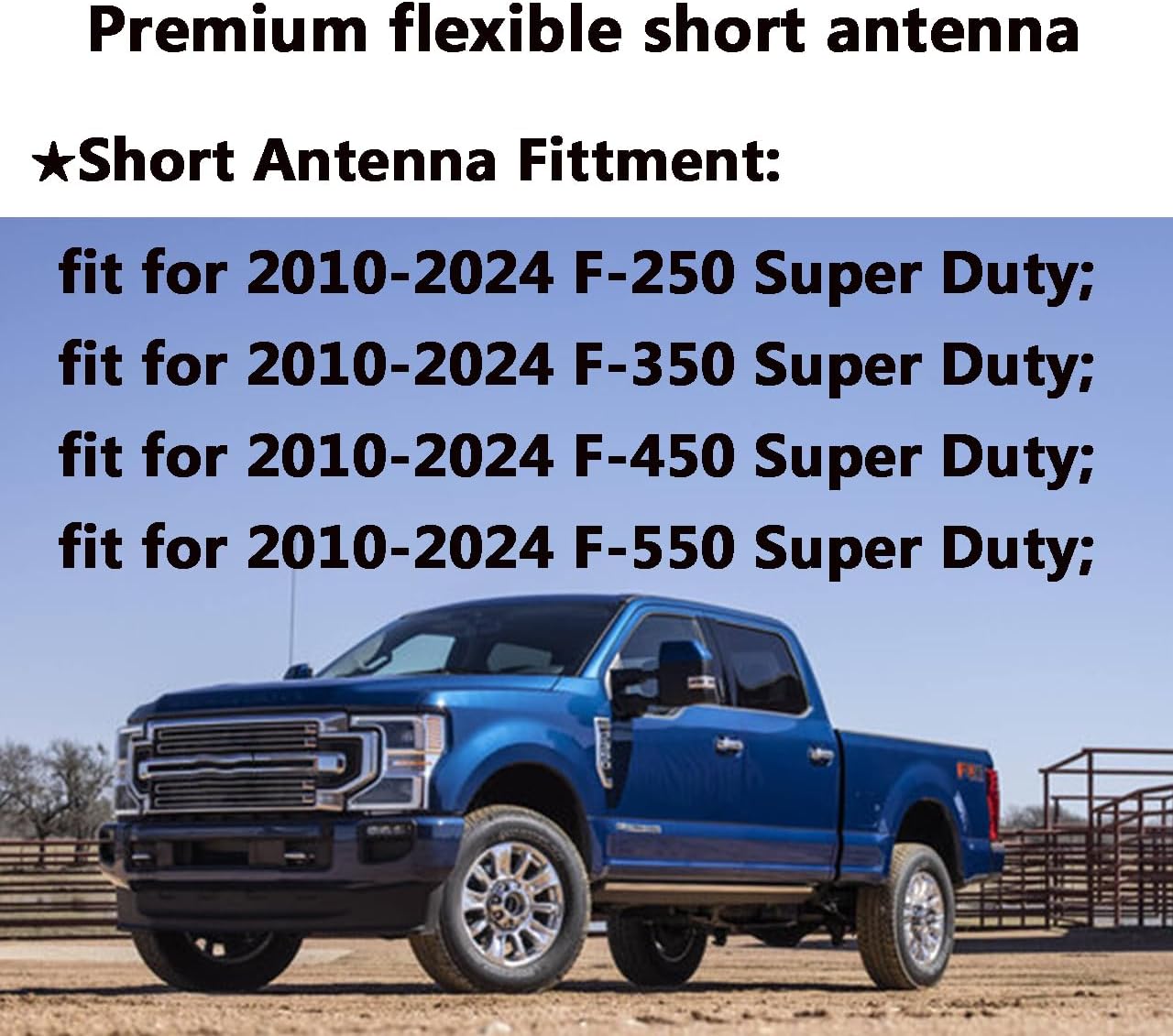 for Ford F-Series Truck Short Antenna 2009-2025 2026 Fit for Ford F150 F250 F350-F550 Raptor | 7" Spiril Flexible Rubber Antenna, Optimized AM/FM Radio Reception | for F-150 Radio Accessories