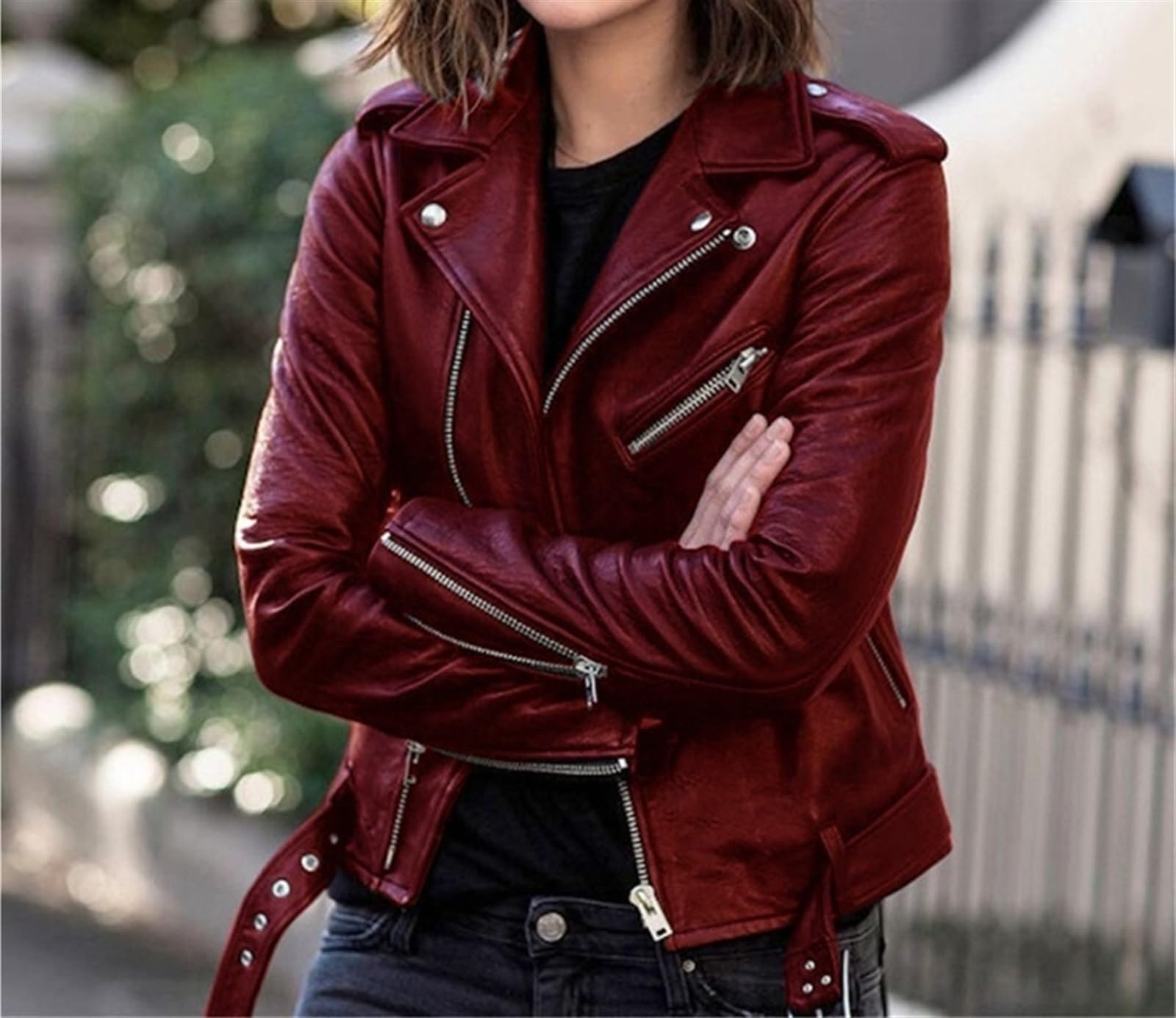 Faux Leather Jacket for Women Short Jacket Female Moto Biker