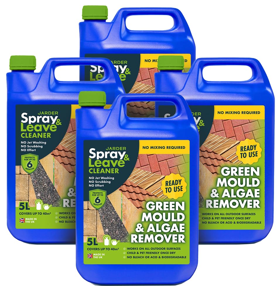 4 x 5 Litres Jarder Spray & Leave Ready to Use Patio Cleaner - Removes Green Mould and Algae. No Mixing Required - Covers 160 Square Metres.