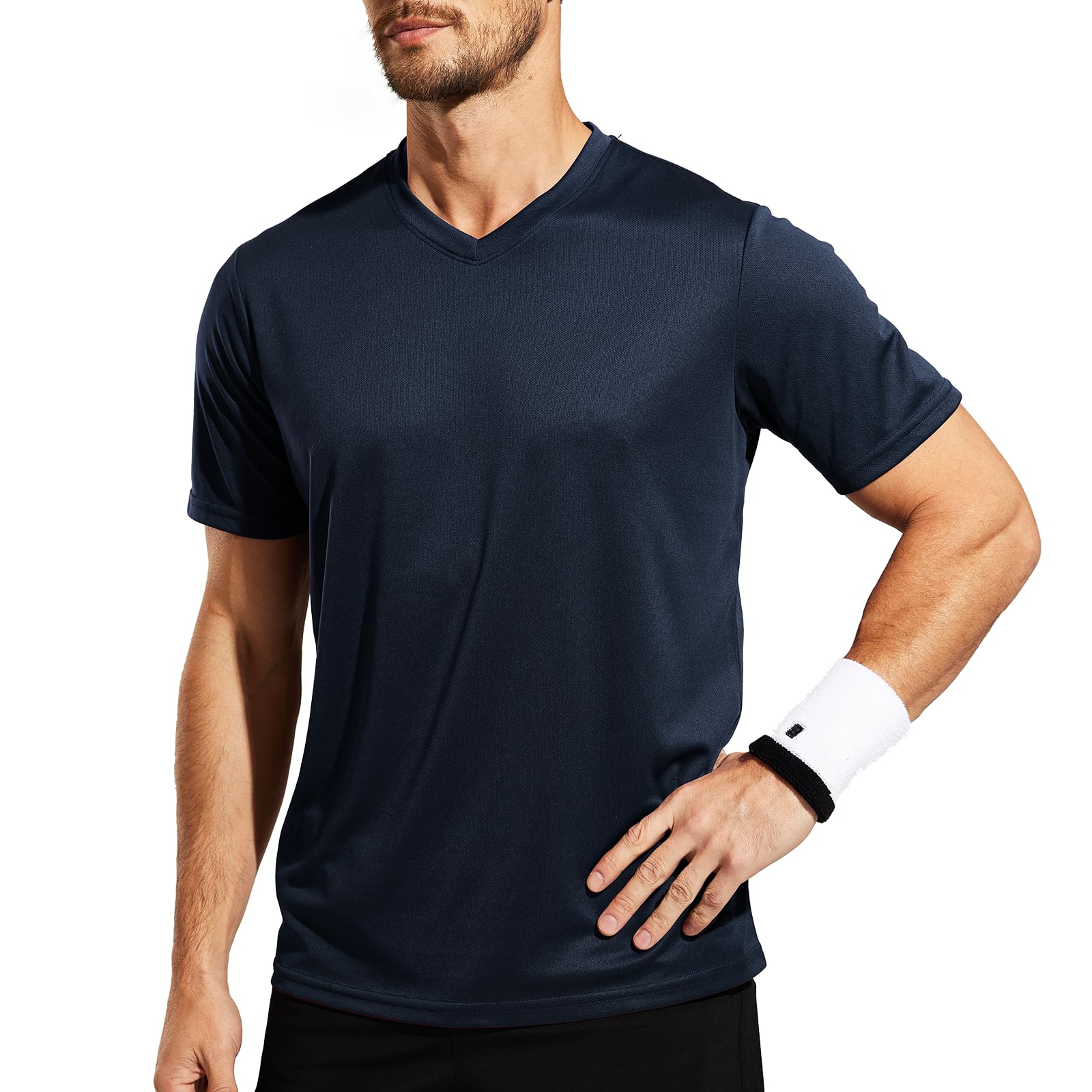 MIER Men's Quick Dry Workout Shirts Moisture Wicking Running Athletic Performance T-Shirts Recycled Polyester Top Tee