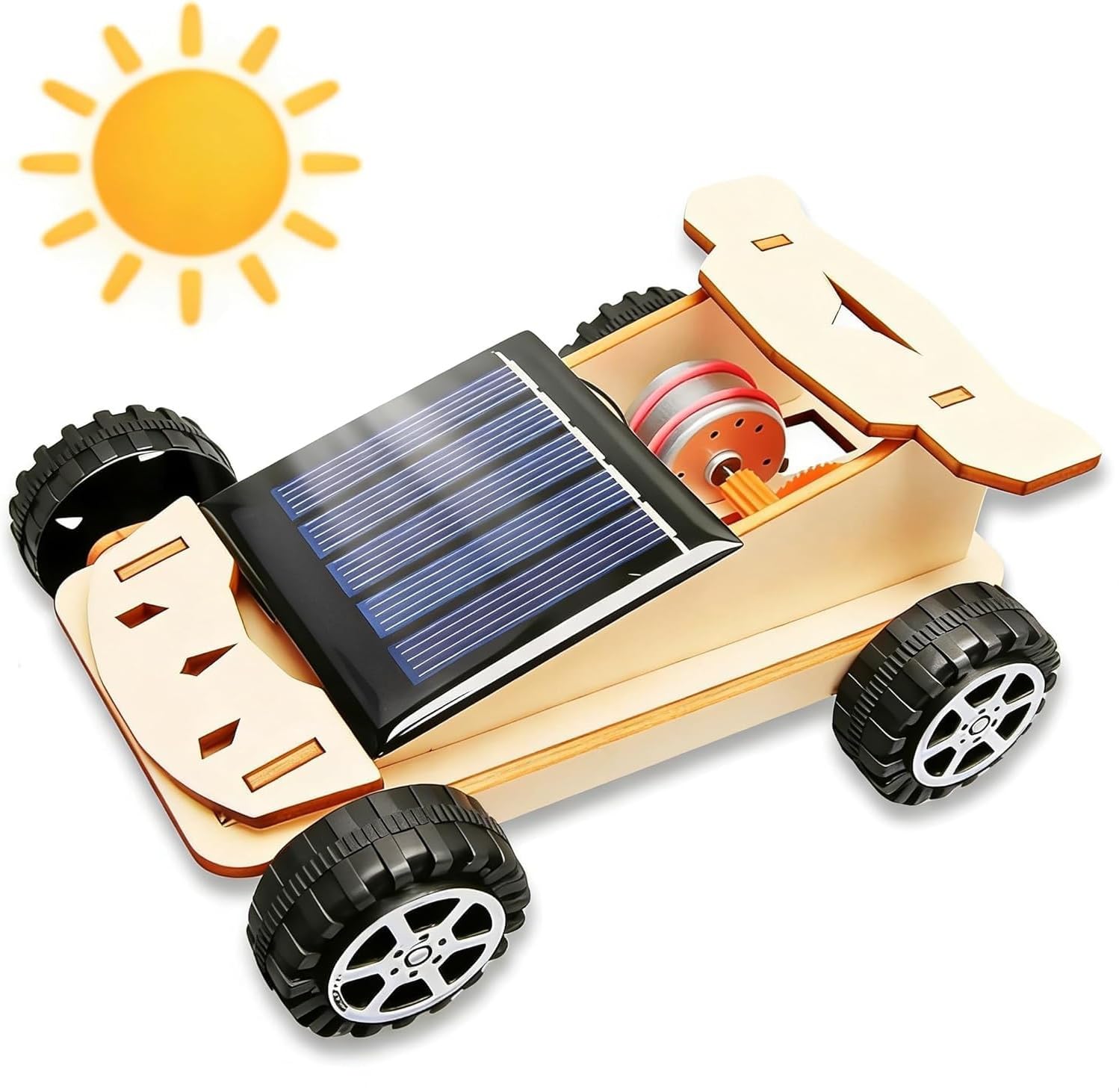 Kit De Construcción Solar para 7-14 Años, Coche Solar para Niños con Madera,Vehículo de Madera para Montar, Juguete Educativo,Regalo Creativo para Navidad, Cumpleaños Y Pascua