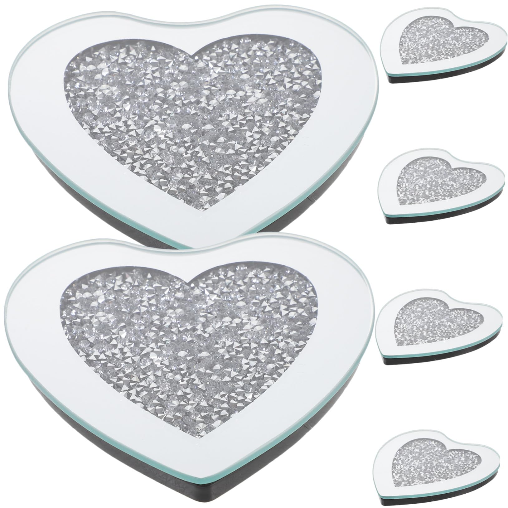 6 pièces sous verres verre forme de cœur cristal transparent dessous de tasse isolant table