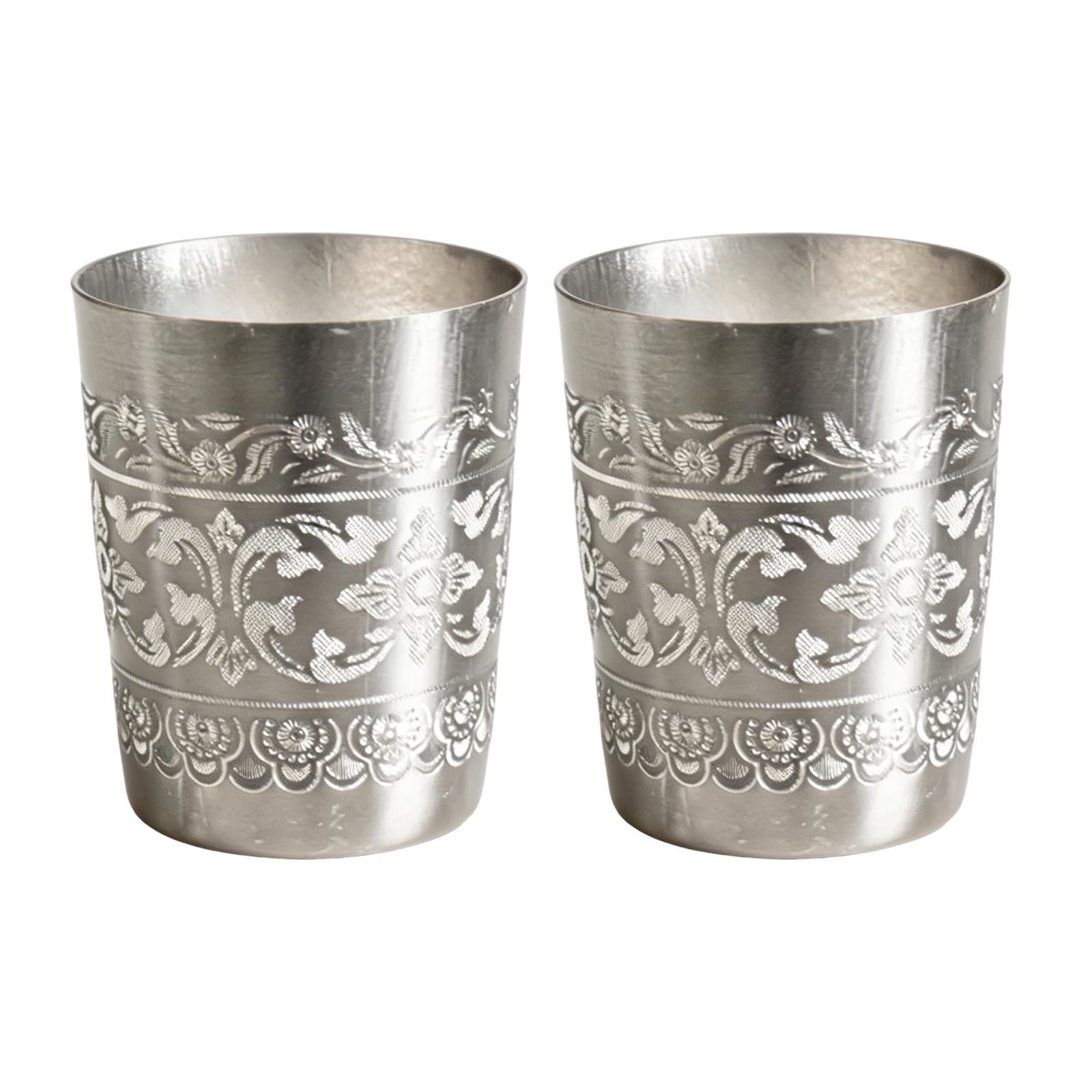 TQUXNGA Thai Tin Drinking Cups Thai Traditional Design Cup for Coffee Juices Beverage Portable Stackable Water Cup Gift Stackable Water Cups