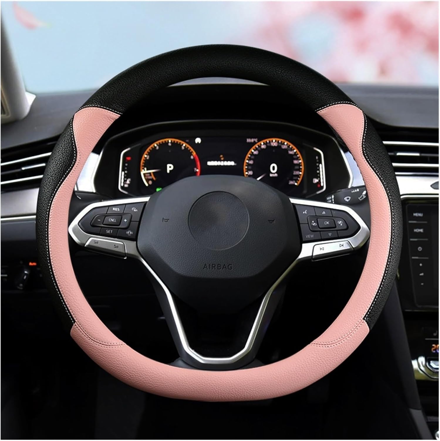 Car Steering Wheel Cover for Volkswagen D Type Car Steering Wheel Cover Leather Car Decoration Fashionable and Generous (Color : 3#)