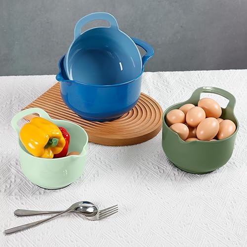 Miniatura 10 de BoxedHome Juego de 4 cuencos de mezcla de Navidad con boquilla y asa, sin BPA para microondas y lavavajillas (colores navideños, paquete de 4 con