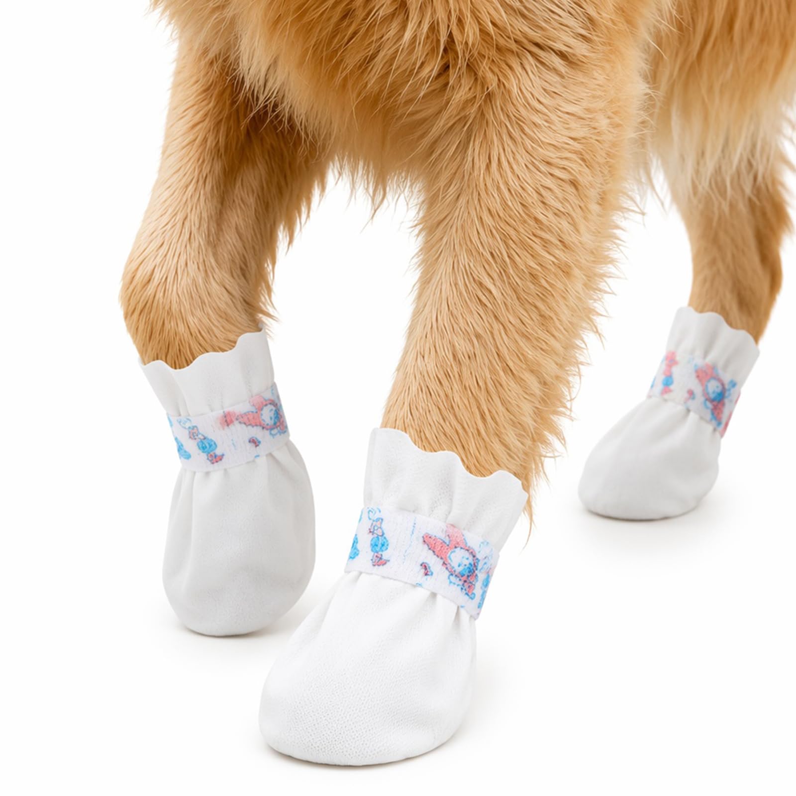 Elovara 20 Pcs Disposable Waterproof Dog Paw Socks Protector with Bandage