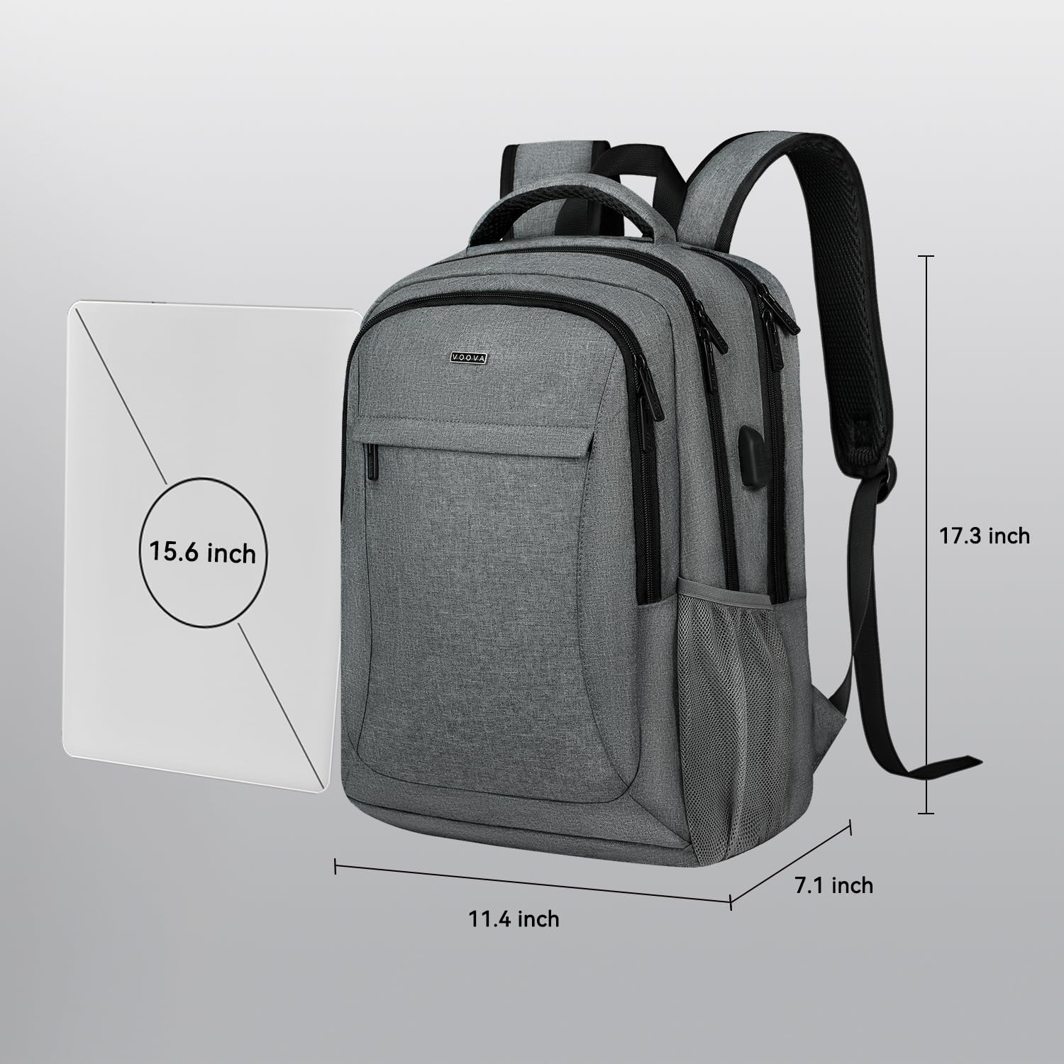 CUURODY Herren Rucksack 15,6 Zoll Laptop Daypack Wasserdicht - Grauer Business & Campus Rucksack