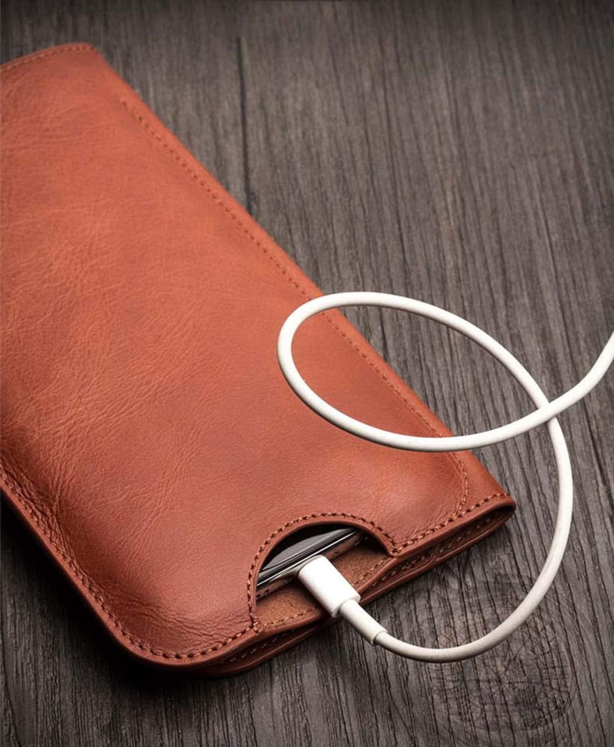 Genuine Leather Phone Holster, Universal Fully Wrapped Cover Case Wallet Card Holder for Apple iPhone 13 Pro Max / 12/11 (Color : Preto)