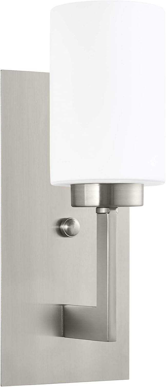 Linea di Liara Brio Black Wall Sconce with Frosted Glass Shade - Modern Wall Light Fixture for Bathroom, Vanity, and Hallway
