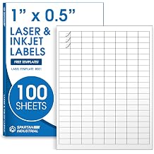 1" X 0.5" Matte White Printable Barcode Labels 100 Sheets, 16000 Stickers UPC Labels and Price Tags for Laser & Inkjet Printers - Spartan Industrial Template R001