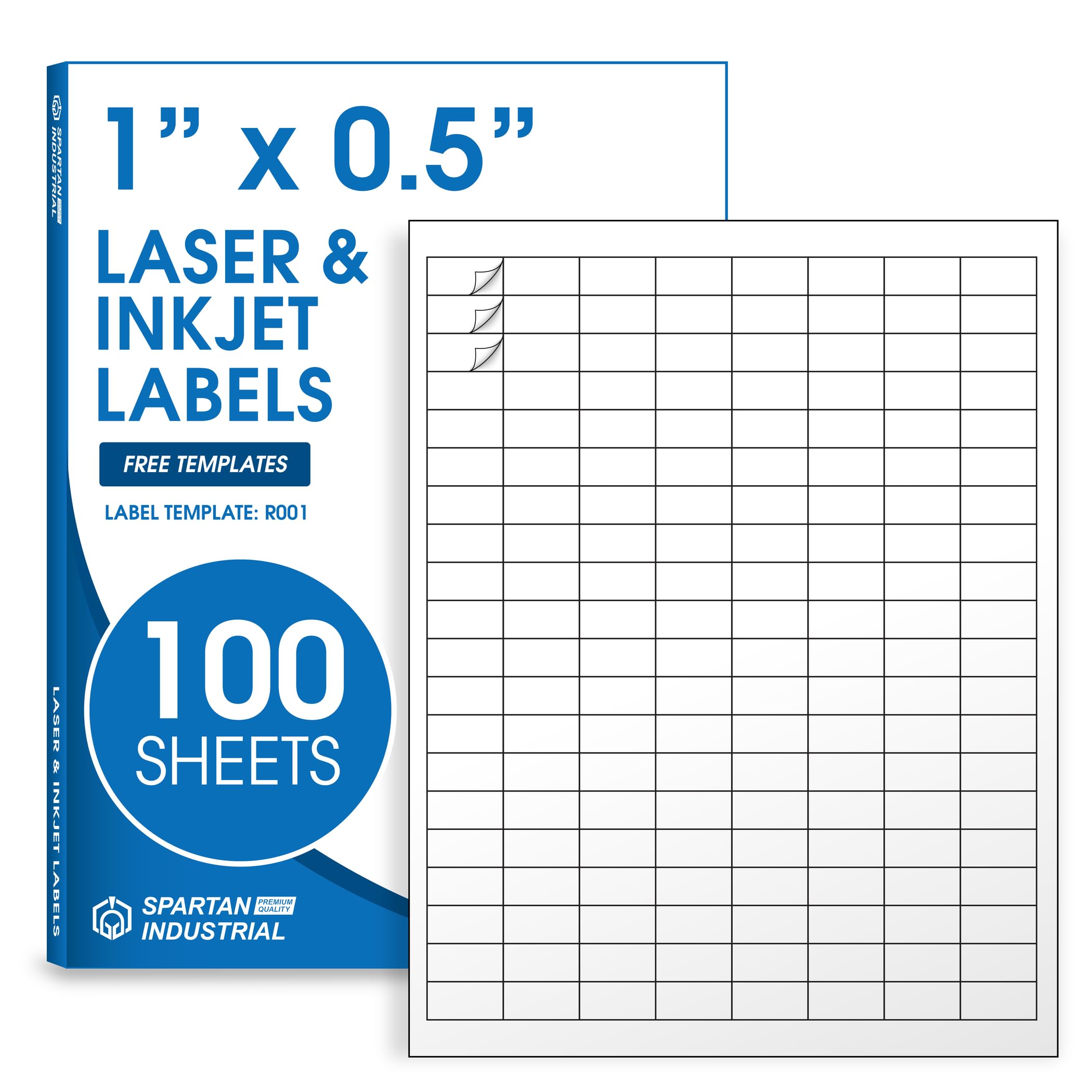 Photo 1 of 1" X 0.5" Matte White Printable Barcode Labels (100 Sheets, 16000 Stickers) UPC Labels and Price Tags for Laser & Inkjet Printers - Spartan Industrial Template R001