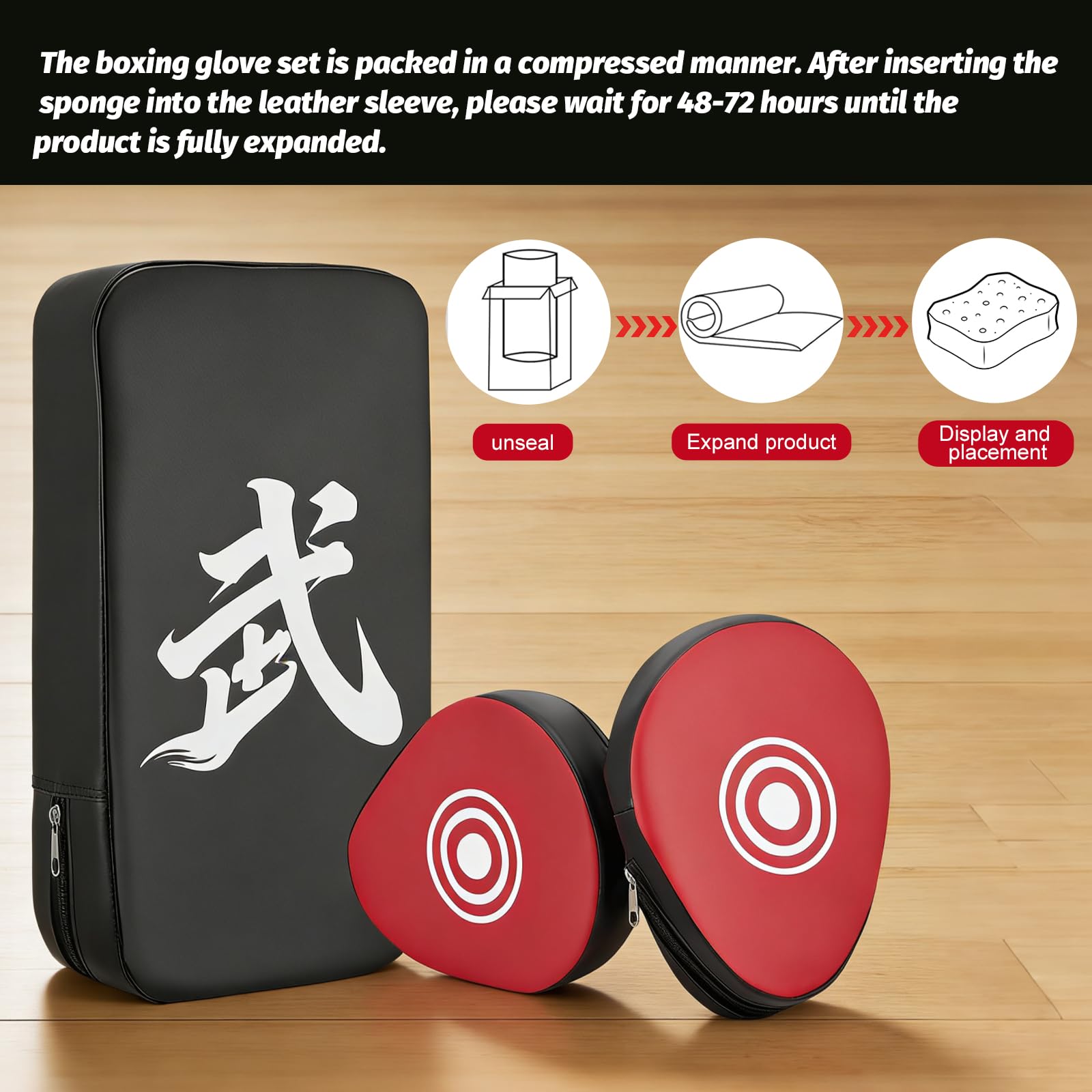 3 in 1 Handpratzen Set für Boxen & Kickboxen, 2x Box Pratzen aus PU Leder + 1x Kick Pad, Schlagpolster für Erwachsene, Jugendliche & Kinder, Sicheres Kampfsport Zubehör für Taekwondo, Muay Thai