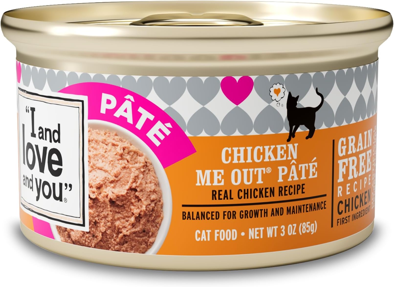 I AND LOVE AND YOU Wet Cat Food - Chicken Me Out Pรขtรฉ - Chicken Recipe, Grain Free, Filler Free, 3oz Pack of 24 Cans
