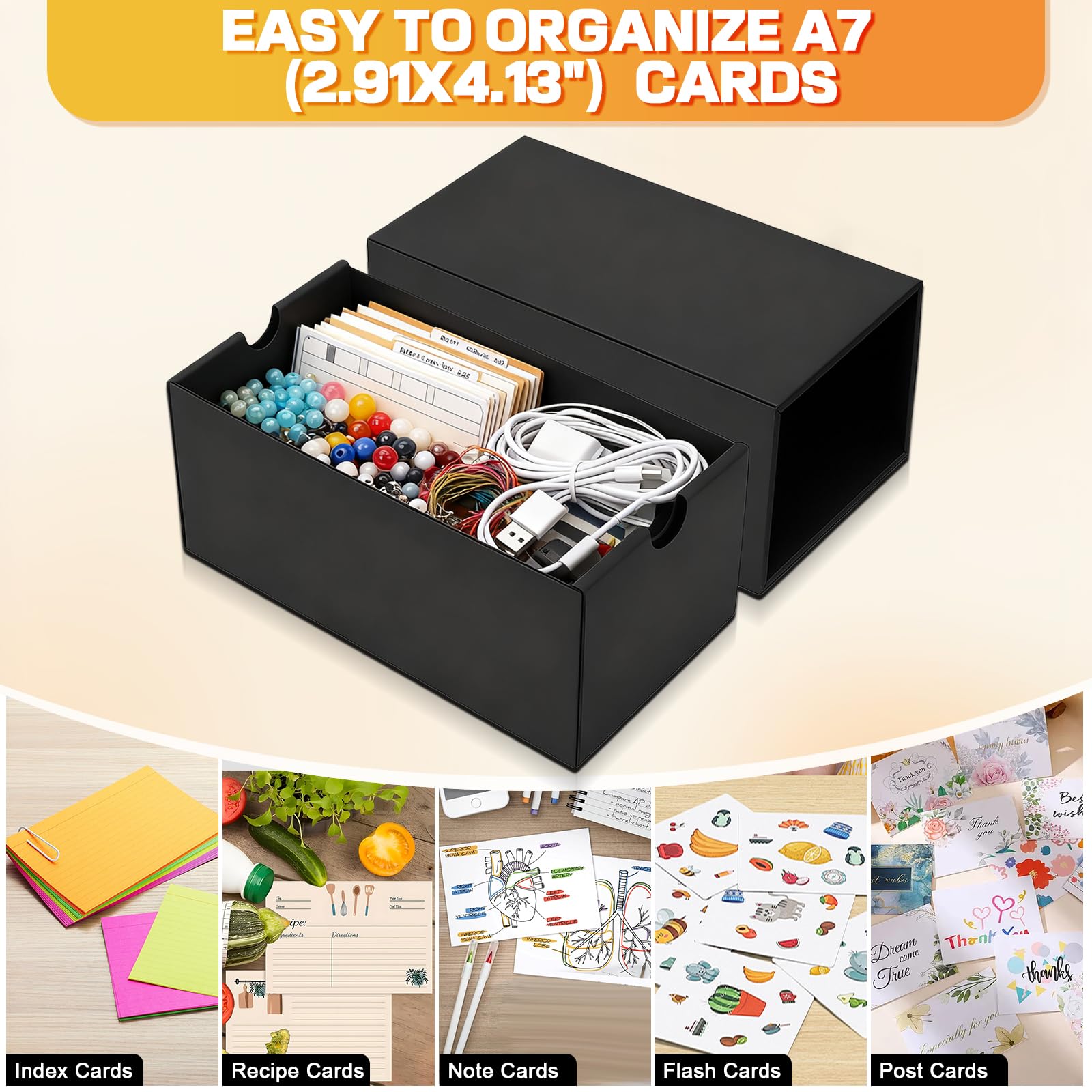 HIMOMO 8 pièces Boîtes à Fiches pour cartes A7, Boîte de cartes indexes 22,5 x 11,5 x 4,5 cm