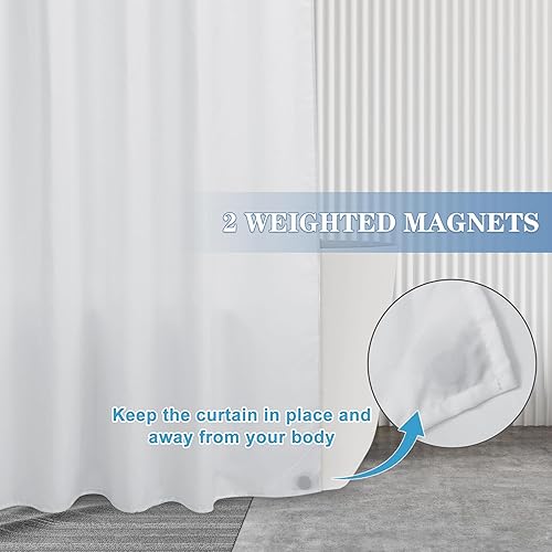 Miniatura 4 de Nasitos Paquete de 2 forros de cortina de ducha de tela, 70 pulgadas de ancho x 72 pulgadas de alto, lavables y resistentes al agua, peso ligero,