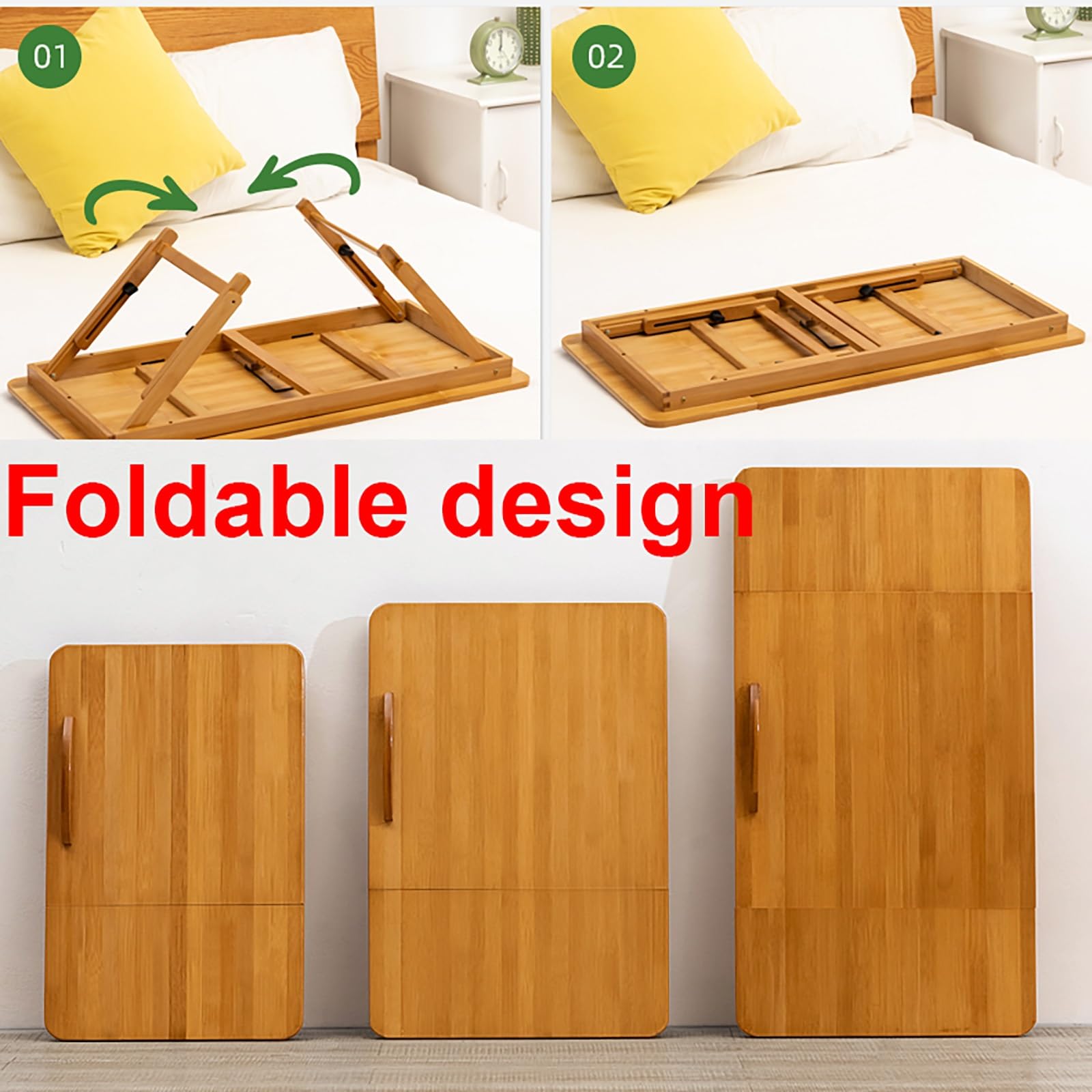 Ejoyous Bamboe Laptoptafel – Verstelbare Standaard Met Lade En Kopgroef, Voor Bed En Bank