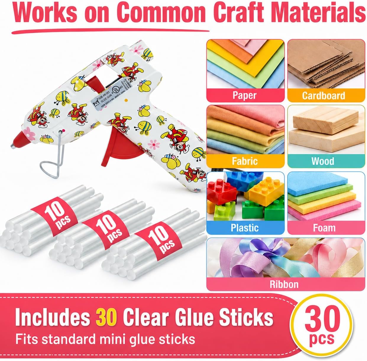 Mini Hot Glue Gun Kit with 30 Glue Sticks and Carrying Case, 15W Fast Preheating Hot Melt Glue Gun, High Temp Small Glue Gun for School Crafts, DIY Arts, Gift Wrapping and Quick Home Repairs