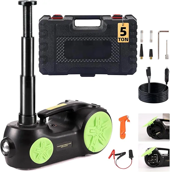 EFFIROSO Upgrade LED Light Electric Car Jack 5 Ton12V Hydraulic Jack Lift 5.9-20.8 Inch for SUV MPV Sedan Change Tires Garage Repair 11000 lbs