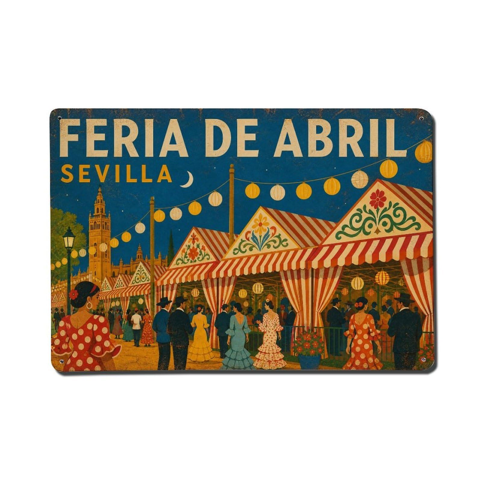 Metal Tin Sign Spain Seville Vintage Travel