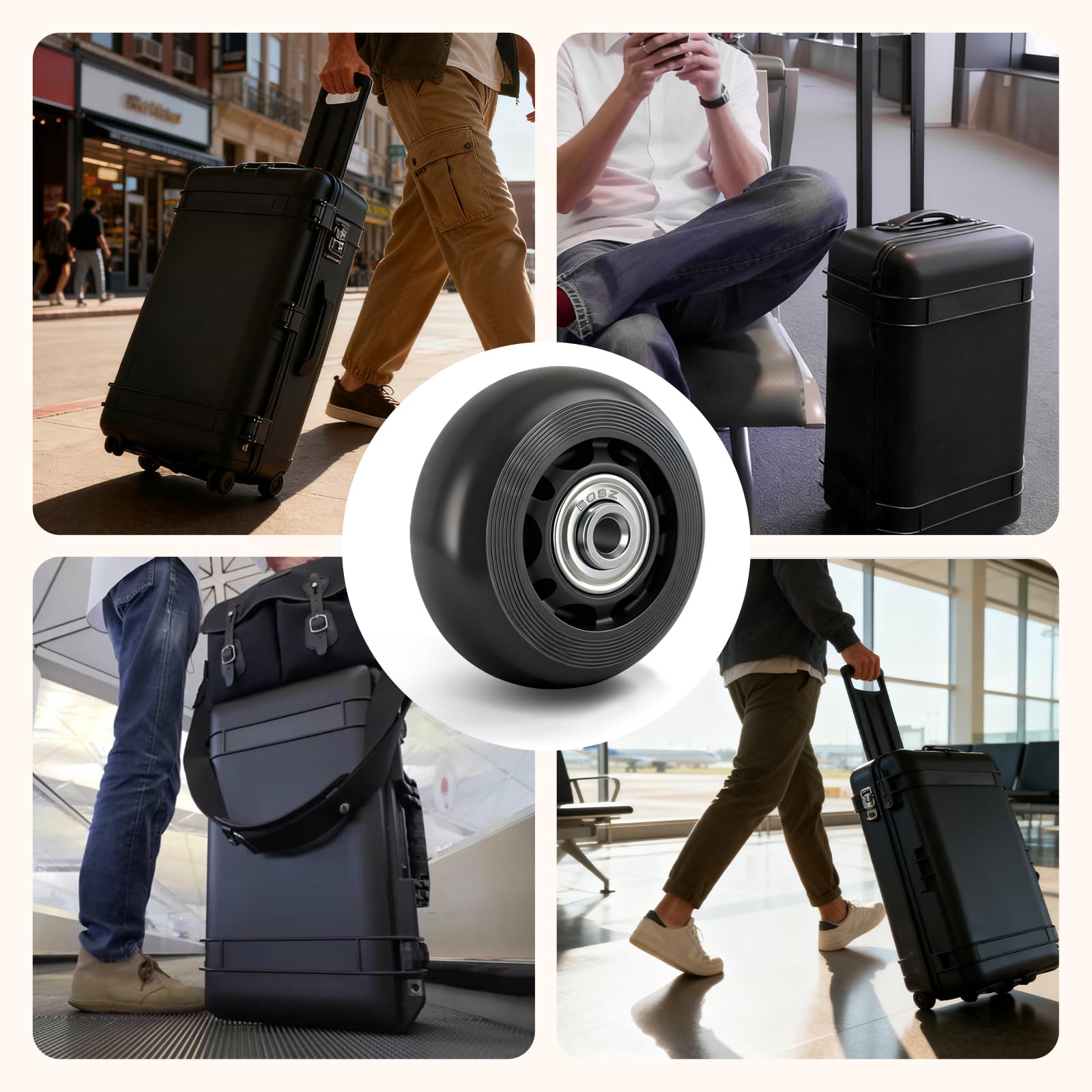 Lot de 2 roulettes de rechange pour valise Peli Air 1615/1595/1535 avec roulements à billes 608Z pour un roulement silencieux et léger, robustes, pour les voyages, le quotidien