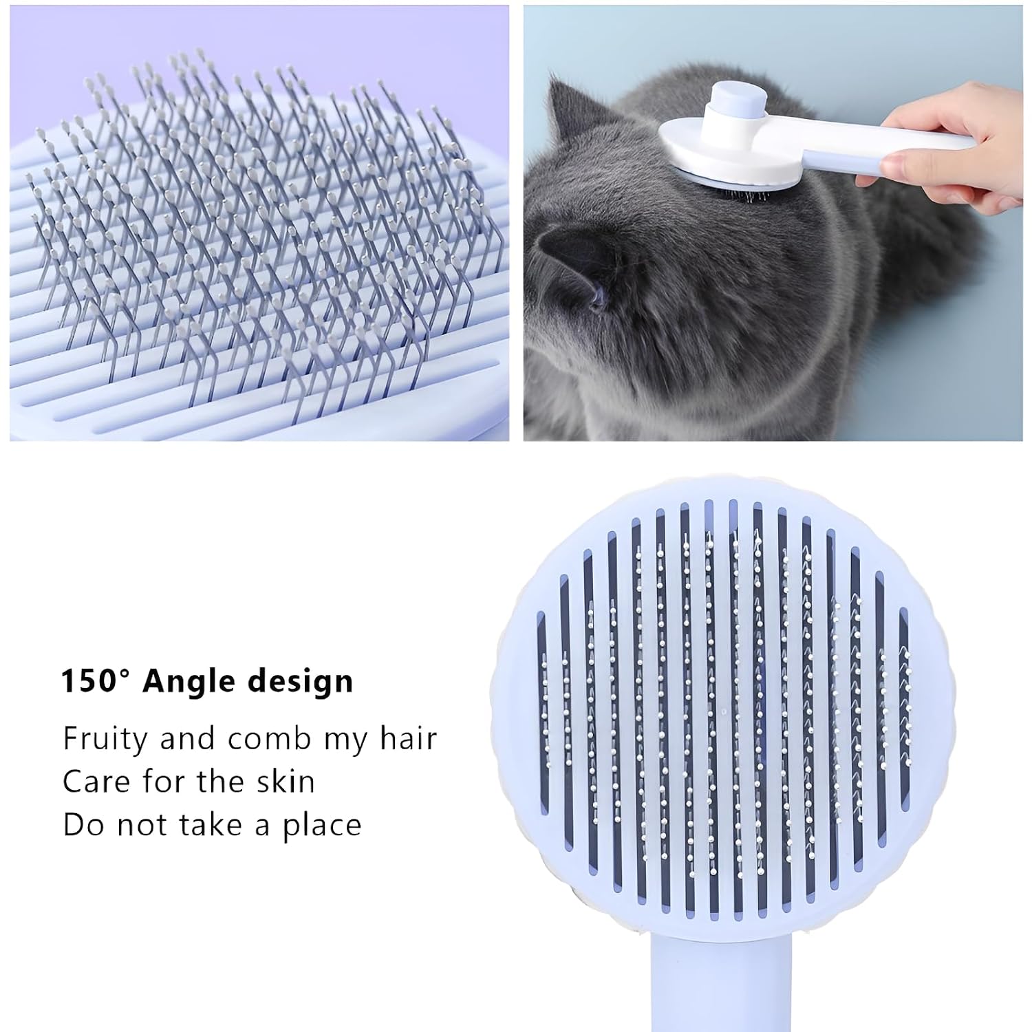Pet Grooming Brush for Cats and Dogs, Blue image 5