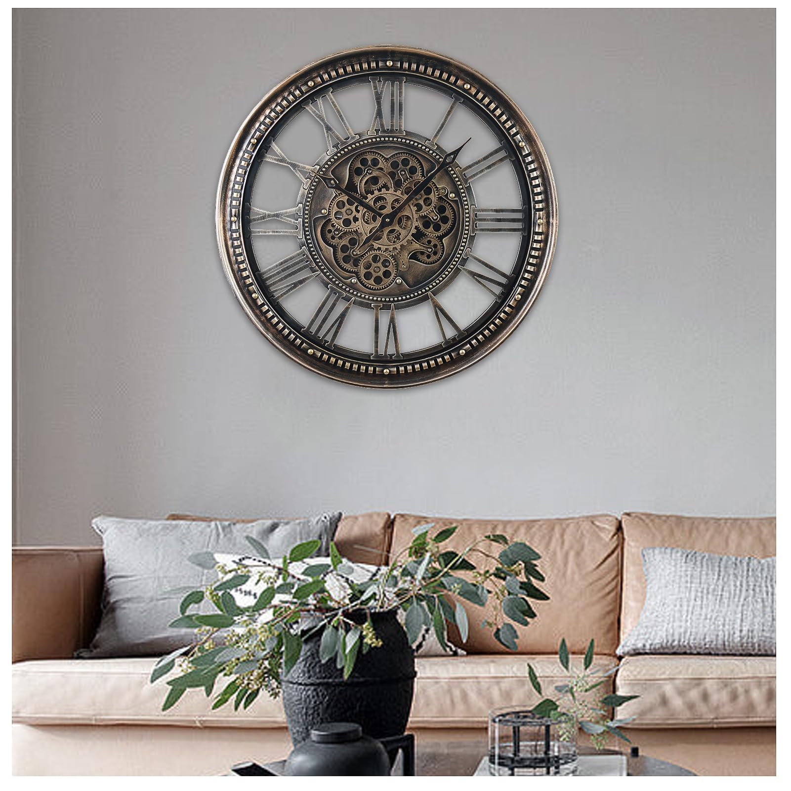 Grote wandklok, vintage houten boerderij decoratieve