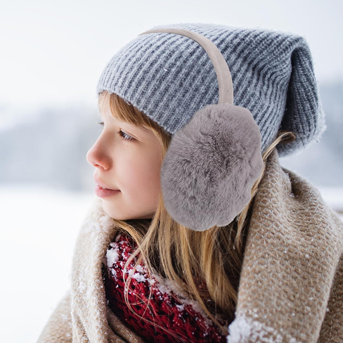 Unomor 2pcs Winter Earmuffs for Women and Men Plush Ear Cover Ear Warmer Soft Fleece Protectors for Outdoor Cycling and Cold Weather