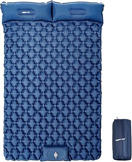 Night Cat Inflatable Double Sleeping Pad Mat Bed with Foot Pump and Double Pillow for Camping Backpacking Hiking Ultra-Light Compact Comfortable 77"x 47"