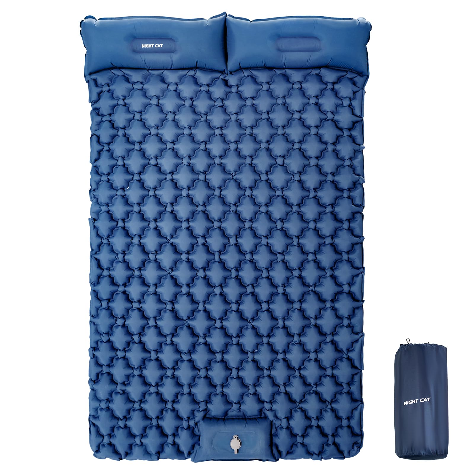 Night Cat Inflatable Sleeping Pad Mat Bed with Pillow and Air Bag for Camping, Backpacking Hiking; Ultra-Light, Compact, Comfortable, 75"x27"