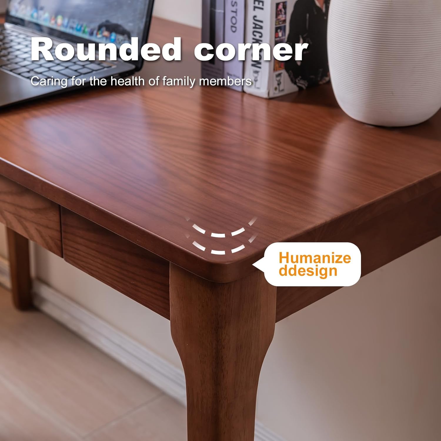 Solid Wood Desk with Drawers, Home Office Desk for Small Spaces, Gaming Work Study Desk, Student PC Desk for Bedroom, Easy to Assemble (Cherry Color, 47.2 inch)