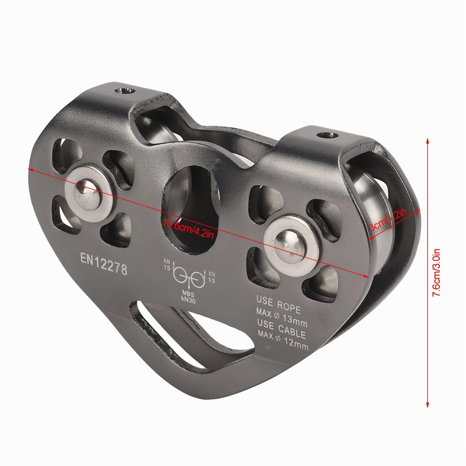 Poulie de Tyrolienne, Poulie à Double Roulement Portable en Aluminium D'aviation pour L'alpinisme
