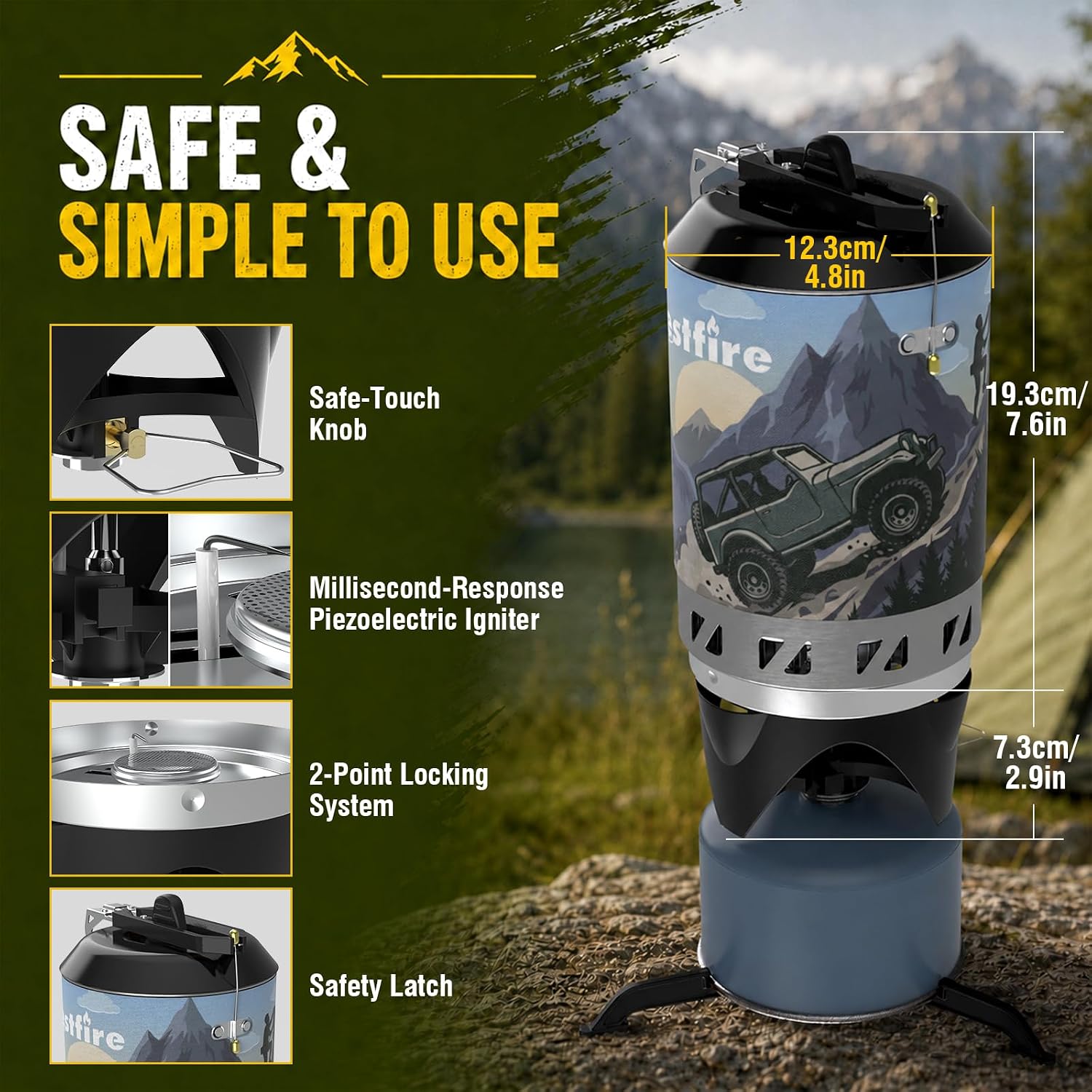 Bestfire 1L Camping Stove Cooking System, Fast Boil Portable Camp Stove - for Backpacking, Hiking, Trekking, Fishing, and Outdoor Adventures