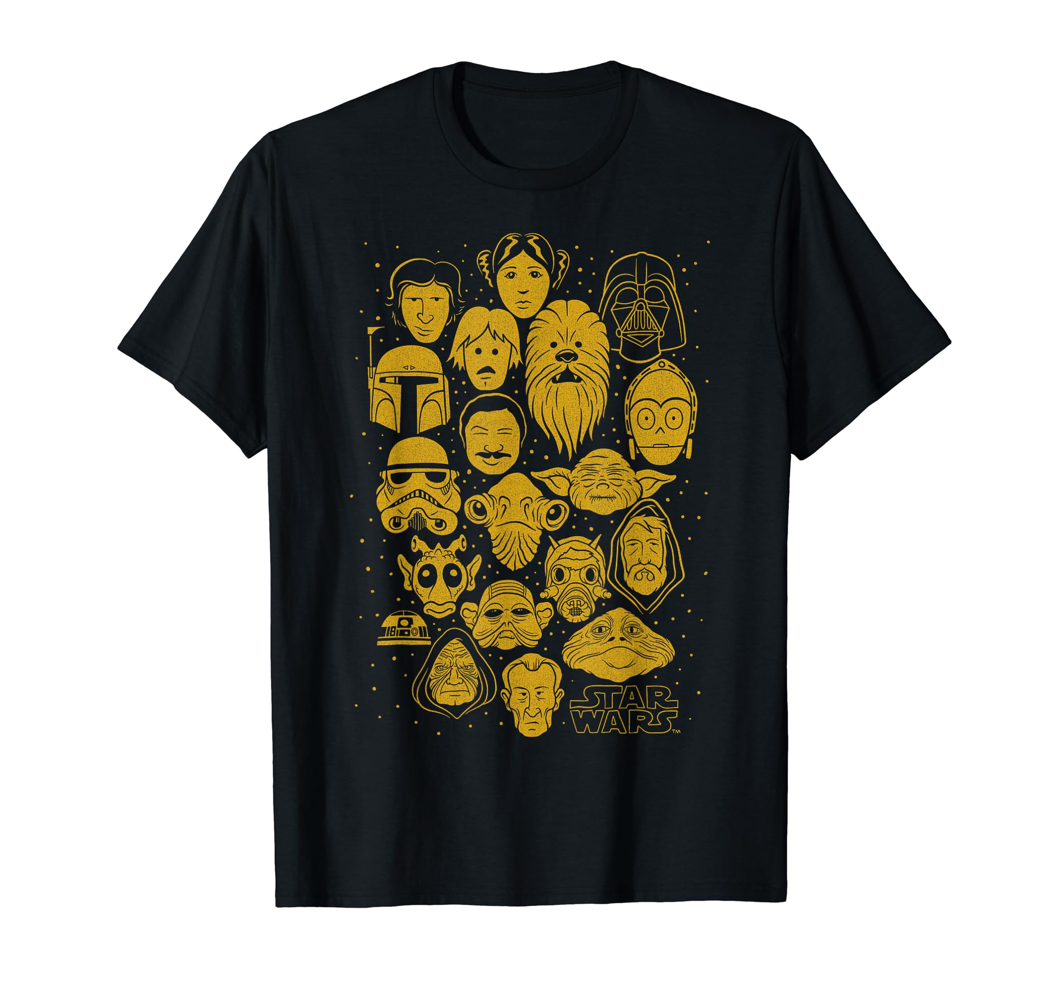 Star Wars Gold Character Collage Stamp T-Shirt