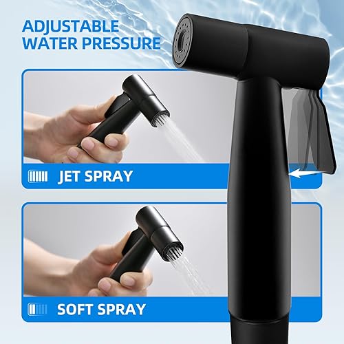 Miniatura 3 de Arofa Pulverizador de bidé negro para inodoro, rociador de chorro de mano ajustable a presión de agua musulmana con manguera de bidé, grifo de bidé