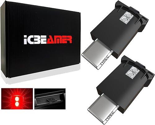 Miniatura 50 de ICBEAMER Luz nocturna en miniatura con interfaz USB, paquete de 1 unidad (verde) LED universal enchufable para interior del automóvil y atmósfera