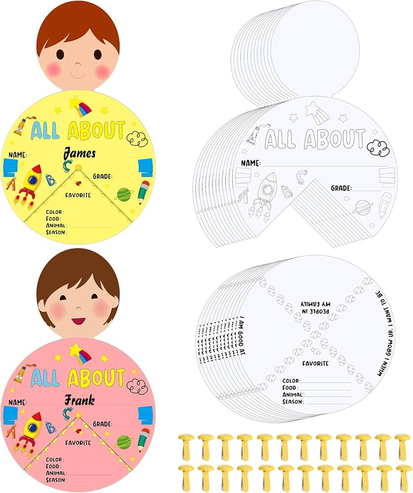 Relaxgiant 24 Sets Color Your Own All about Me Wheels DIY Crafts for Kids Paper Coloring Cards Make First Day of School Spinner Crafts for Preschool Kindergarten Back to School Classroom Supplies : relaxgiant-24-sets-color-your-own-all-about-me-wheels-diy-crafts-for-kids-paper-coloring-cards-make-first-day-of-school-spinner-crafts-for-preschool-kindergarten-back-to-school-classroom-supplies