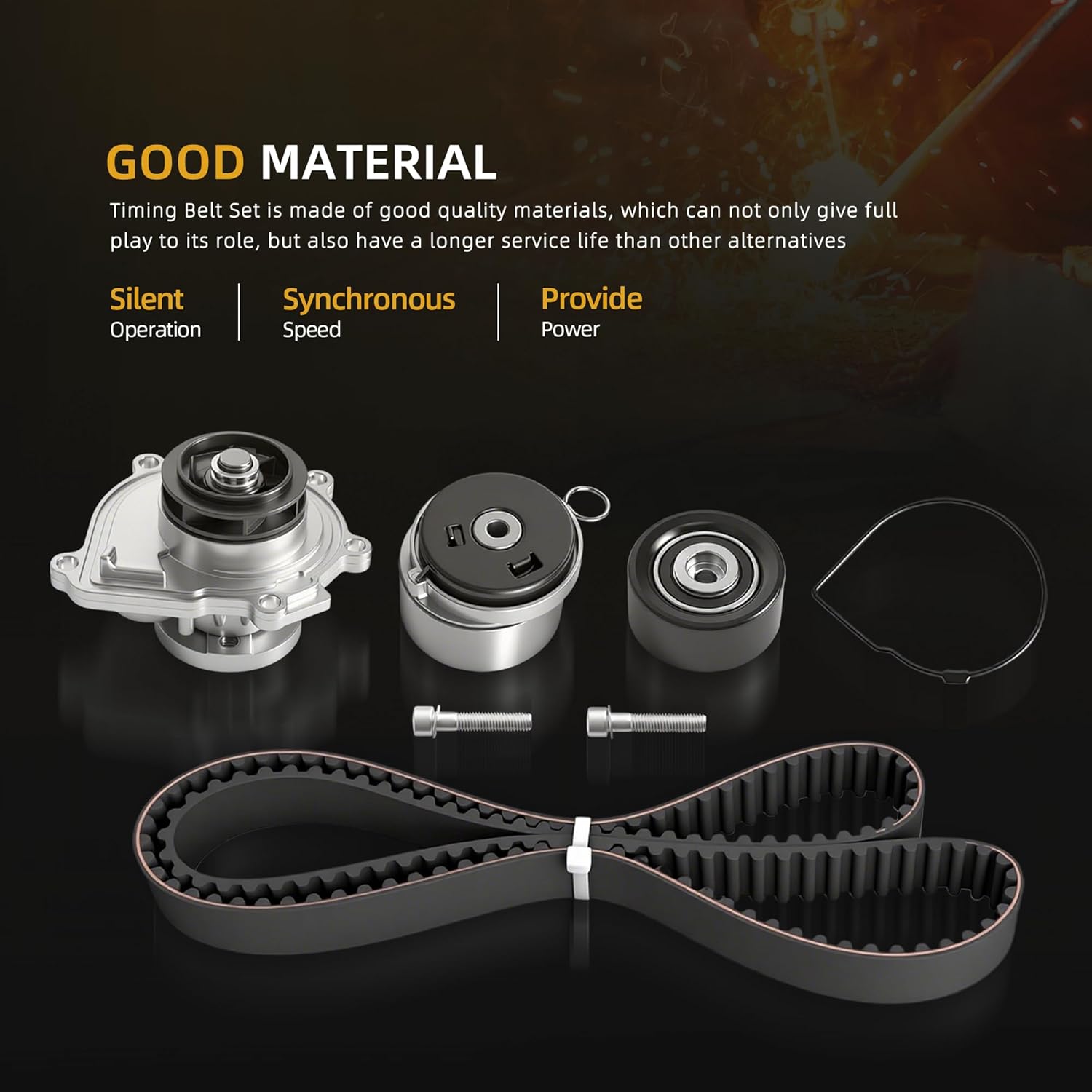 Engine Timing Belt Kit w/Water Pump Fit for Chevy Cruze Sonic 1.8L 2012-2014, for Chevrolet Aveo Aveo5 1.6L 2009-2011, Fit for Pontiac G3 1.6L 2009-2010, #TCKWP338 24422964 25195119