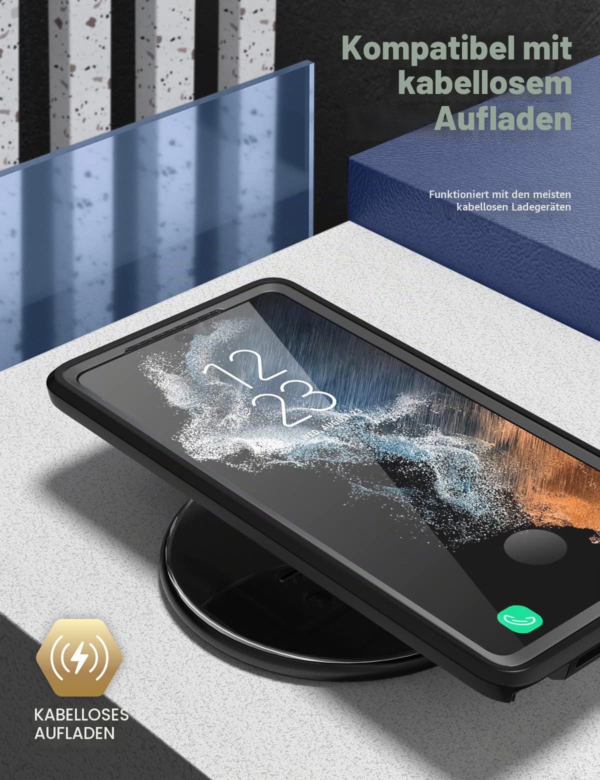 Clayco Xenon Series Hülle für Samsung Galaxy S22 Ultra (6.8") 5G 360 Grad Handyhülle Robust Schutzhülle Bumper Case Fullcover mit integriertem Displayschutz 2022 Ausgabe (Schwarz)