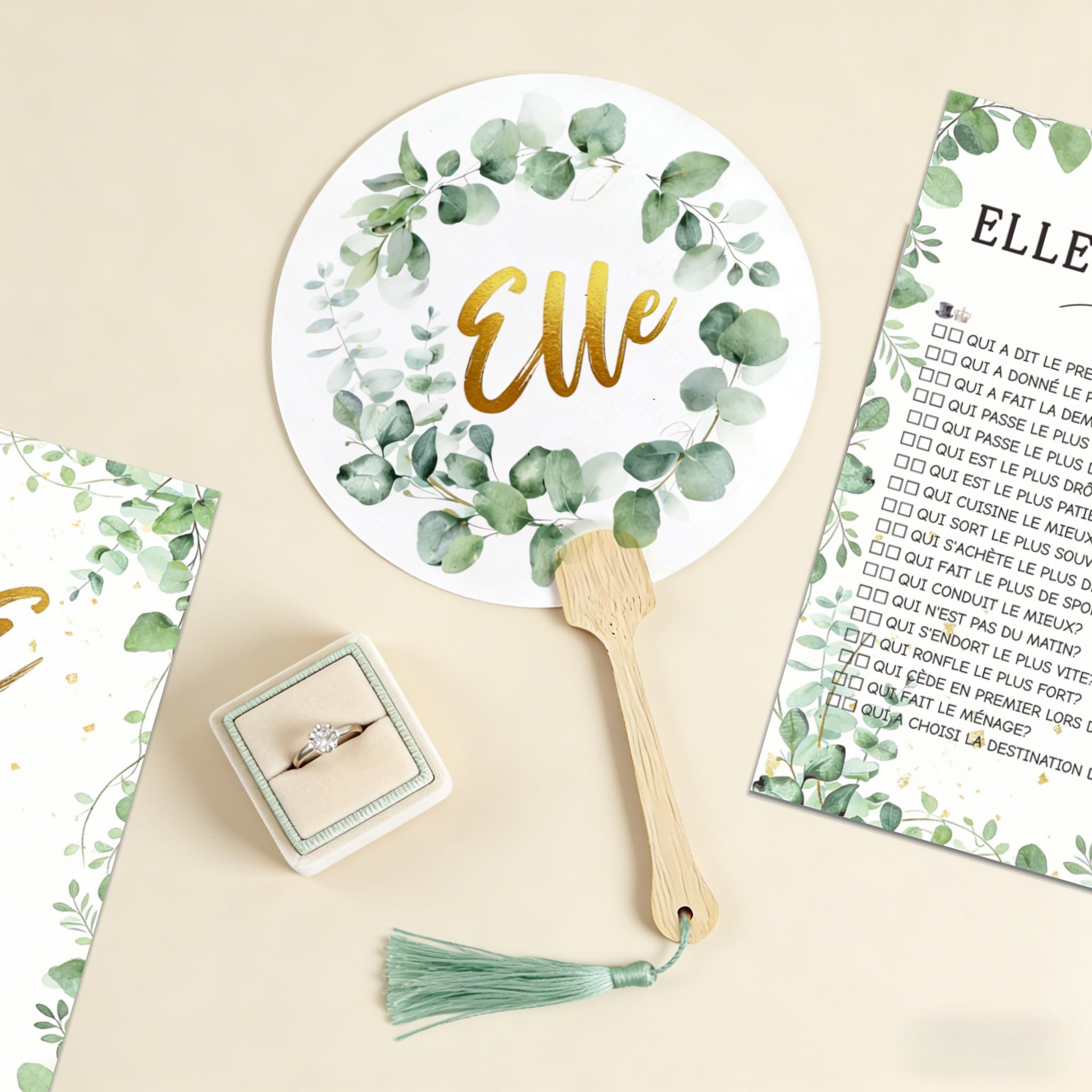 Jeu de Mariage Elle et Lui, 12 Feuilles Quiz Des Mariés Cartes de Questions+ 2 Pièces Bambou Elle et Lui Pancarte, Jeux Mariage, Jeu Mariage - 4