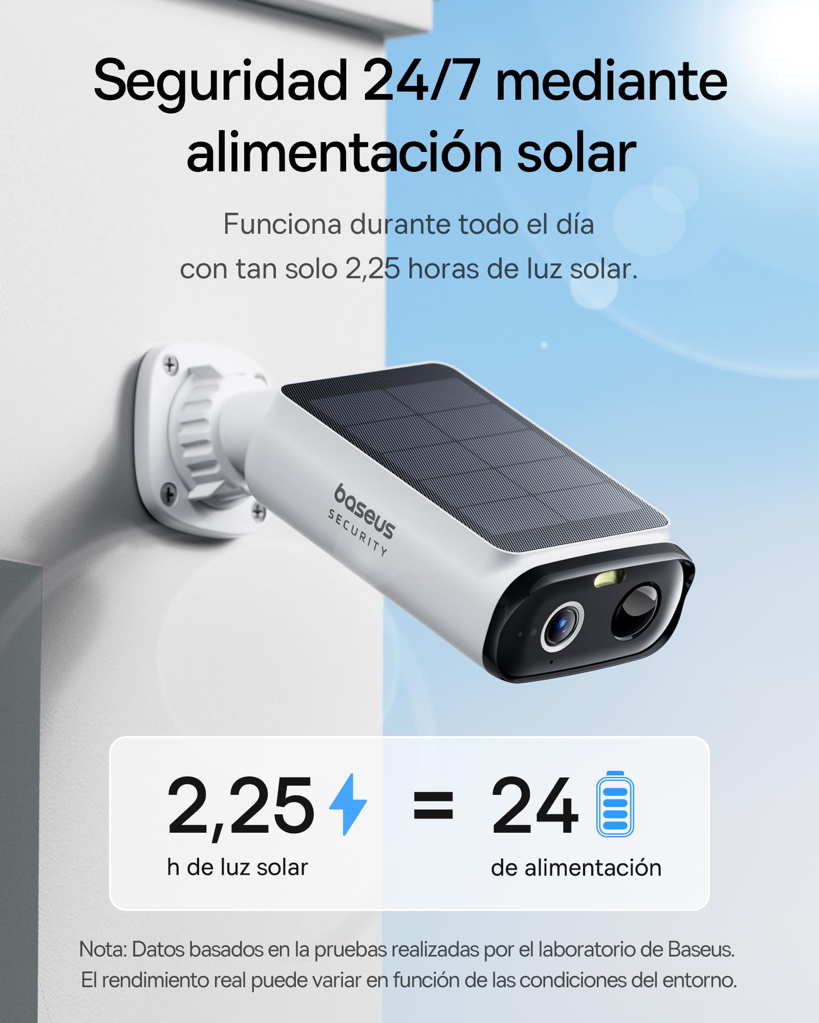Baseus Security S1 Lite [2-CAM] Camara Vigilancia WiFi Exterior Solar IP67, Camara IP Seguridad Bateria 2K 135°, Visión Nocturna a Color, Sin Cargos, Detección Humana, Compatible con Alexa y Google