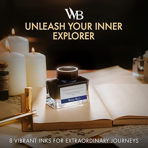 Miniatura 2 de Wordsworth and Black - Botella de tinta para pluma estilográfica (1.7 onzas líquidas), edición de lujo premium, azul rey, tinta embotellada botella