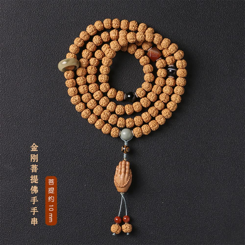 Natürliches Stretch-Armband Für Perlen-Armband, Natürliches Bodhi 108 Buddha-Armband Für Damen Und Herren, Kristall-Sandelholz-Holz Geschnitztes Fushou-Buddha-Perlenarmband Für Glücksstein-Armb
