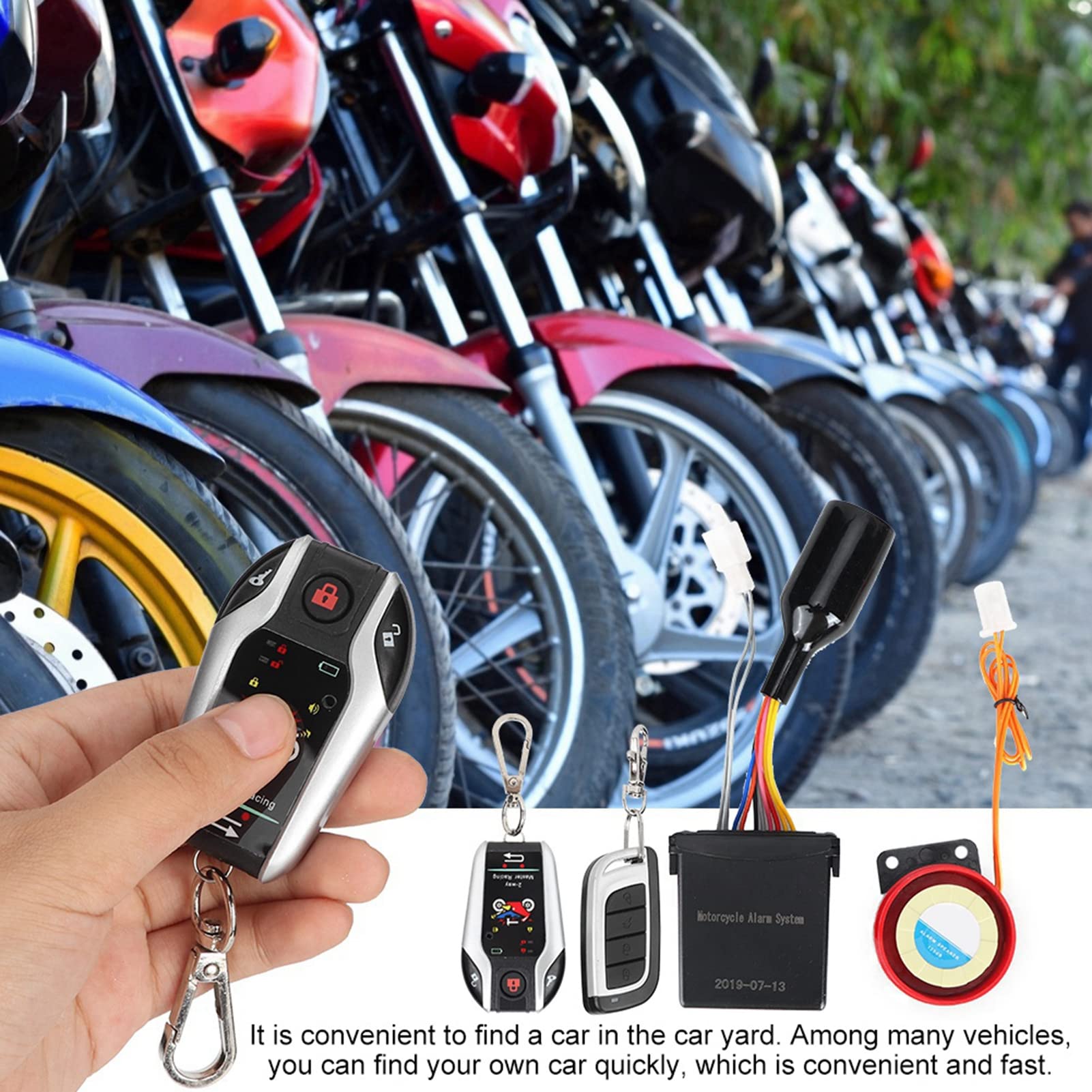 CHICIRIS di Allarme Moto, Antifurto | con Clacson, Spegnimento Motore con Avviamento Remoto, Portata 300 M, Avviso da 105 a 125 DB, per Motocicli a 12 V